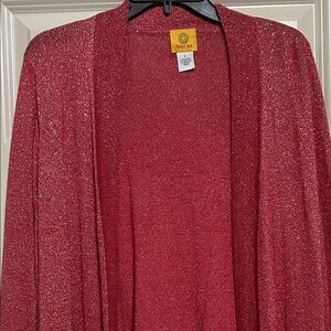Ruby Rd Shimmering Red Sweater Cardigan size L